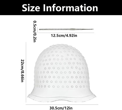 Highlighting Cap, Highlight Cap and Hook Kit, Hair Highlighting Kit, for Color Hair Salon Hairdressing Dyeing Staining Tools for Women Men(White)
