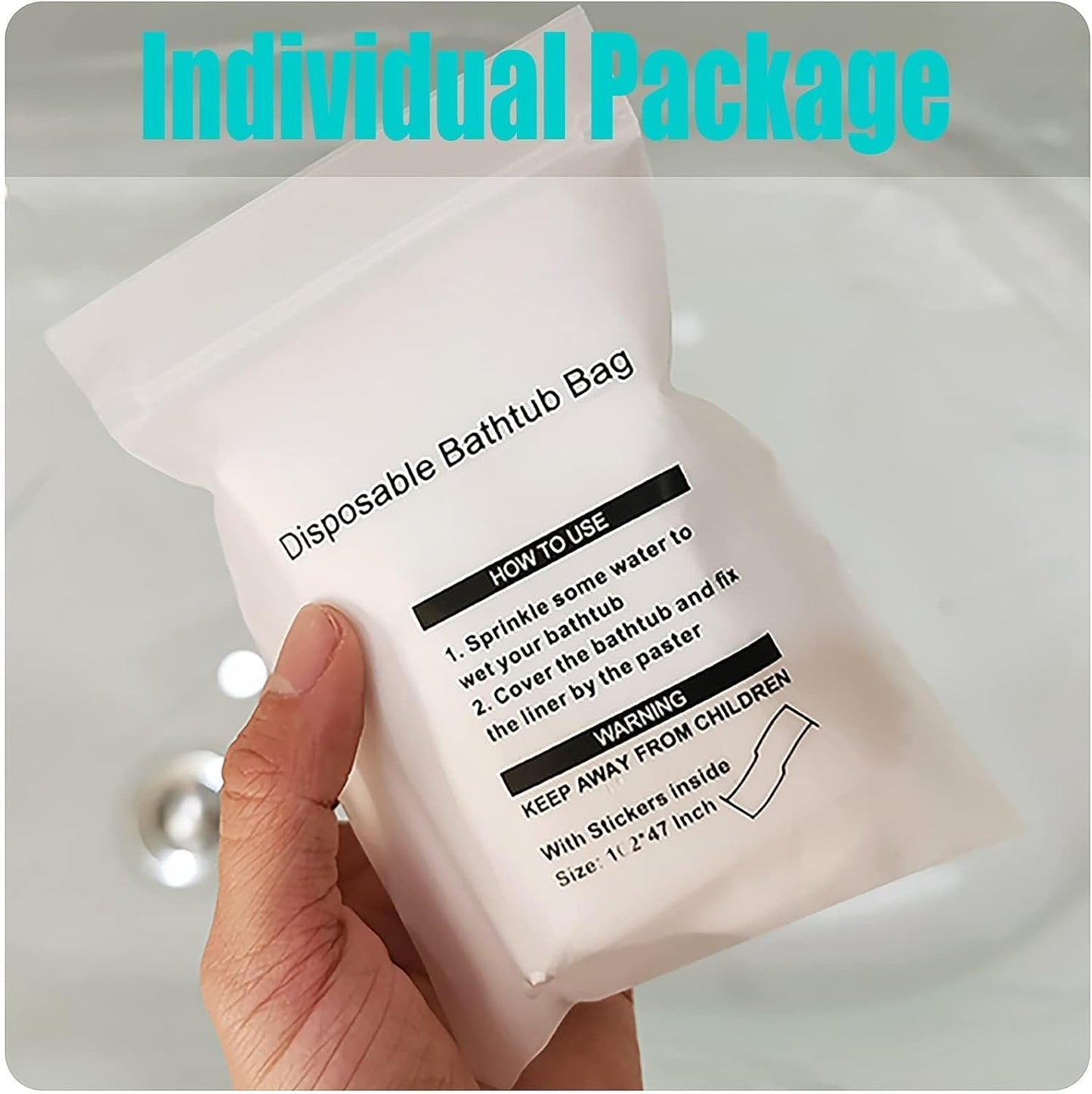 Disposable Bathtub Cover Liner 12 Individual Packs, Large (102x47') Bathtub Covers Liner Bag for Travel and Household, Portable Bath tub Liner Plastic Bag by Ausaulac