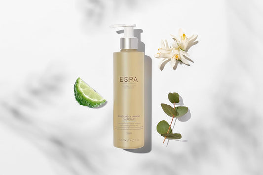 ESPA Bergamot and Jasmine Hand Wash 250ml | Pure Essentials Oils | Comforts and Cleanses Skin | Coconut &amp; Citrus | 100% Natural Fragrance | Suitable for Sensitive Skin