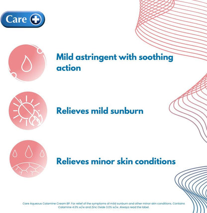 Care Aqueous Calamine Cream Sunburn Relief Soothing Itch Relief Cream Itchy skin relief for adults &amp; Children TLC For Dry Skin And Other Minor Skin Conditions 100g 1 Pack