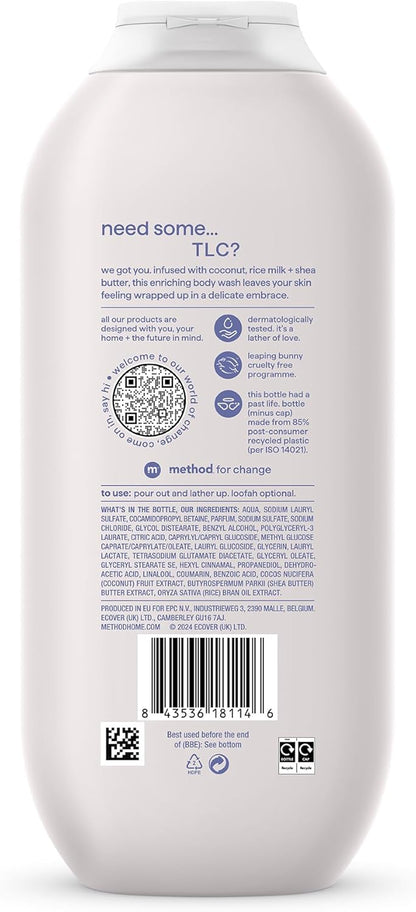 Method Body Wash, Simply Nourish, Shower Gel, Coconut, Rice Milk And Shea Butter Scent, Pack of 1, 532ml