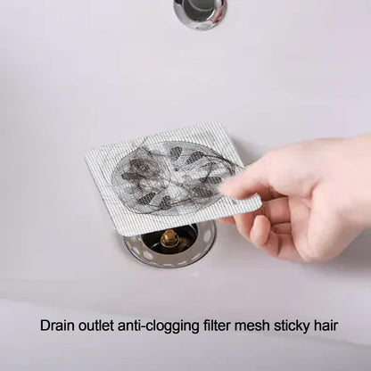 Drain Hair Catcher 10cm x 10cm, Shower DrainCover Hair Catcher/Shower Drains Mesh Sticker For Shower Drains Disposable Hair Sticker Rectangle ShowerDrain Mesh for Bathroom Kitchen(40PCS)