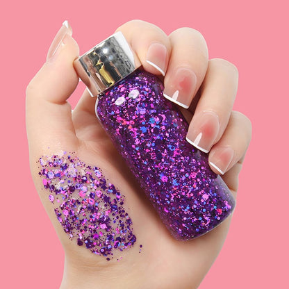 Chunky Face Body Glitter Gel Festival Mermaid Hair Sequins Cosmetics Sparkling Nails Glitter Makeup Long Lasting 30g (06# Purple)