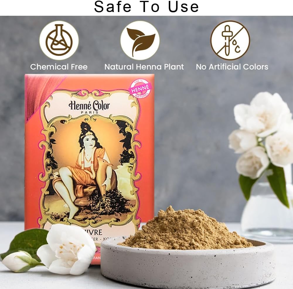 Copper Henne Color Henna Hair Dye Powder 3 x 100g with Fenny's Creations Shower Cap