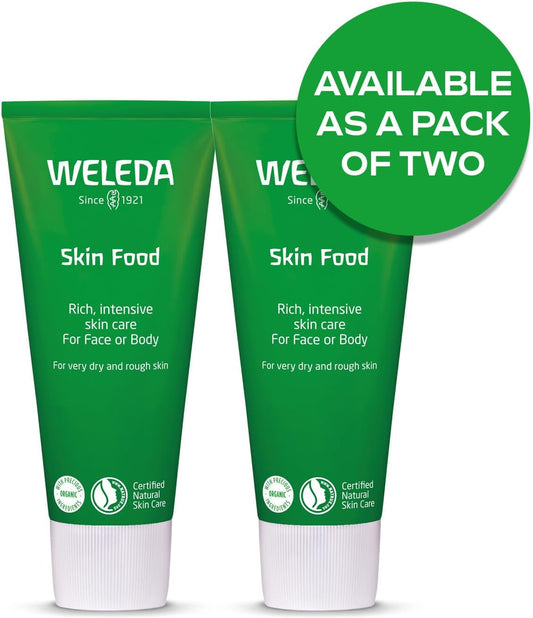 Weleda Skin Food Twin Pack, Dry Skin Moisturiser, Moisturising Cream &amp; Primer, Face &amp; Body, For Men &amp; Women, Multiple Uses, Certified Natural, 2 x 75ml