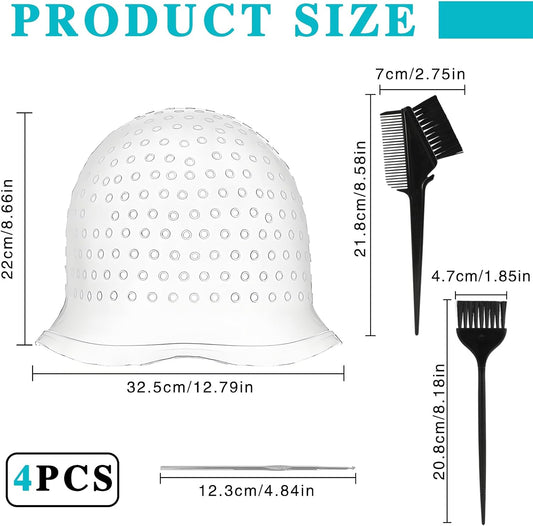 Silicone Highlighting Cap Kit with Hook &amp; Brushes – Professional Reusable Hair Frosting Tools for Salon-Results at Home (Women &amp; Men)