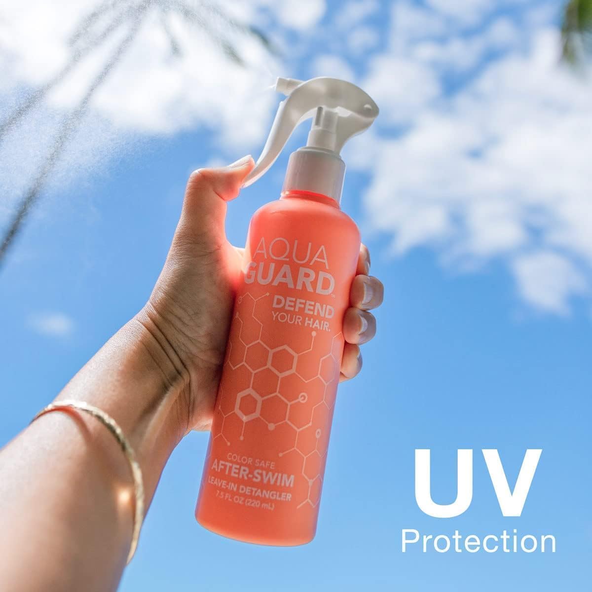 AQUA GUARD After-Swim UV Leave-In Detangler - Protects Hair From the Sun for Smooth, Silky Feel - Paraben &amp; Gluten Free, Vegan, Color Safe, Leaping Bunny Certified