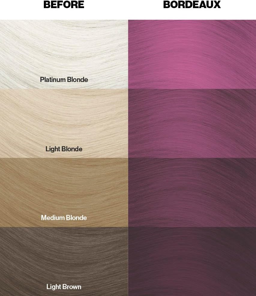 Crazy Color Vibrant Bordeaux Semi-Permanent Hair Dye. Highly Pigmented Plum Wine Conditioning &amp; Oil Nourishing Vegan Formula | No Bleach or Ammonia | 100ml