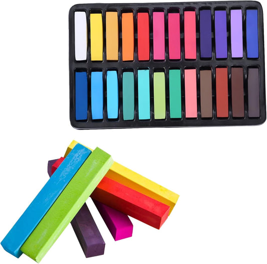 Glamified,Hair Chalk, 24 Colors Set Non-Toxic Temporary Hair Color Chalk Dye Soft Pastels for Women and Girls Hair