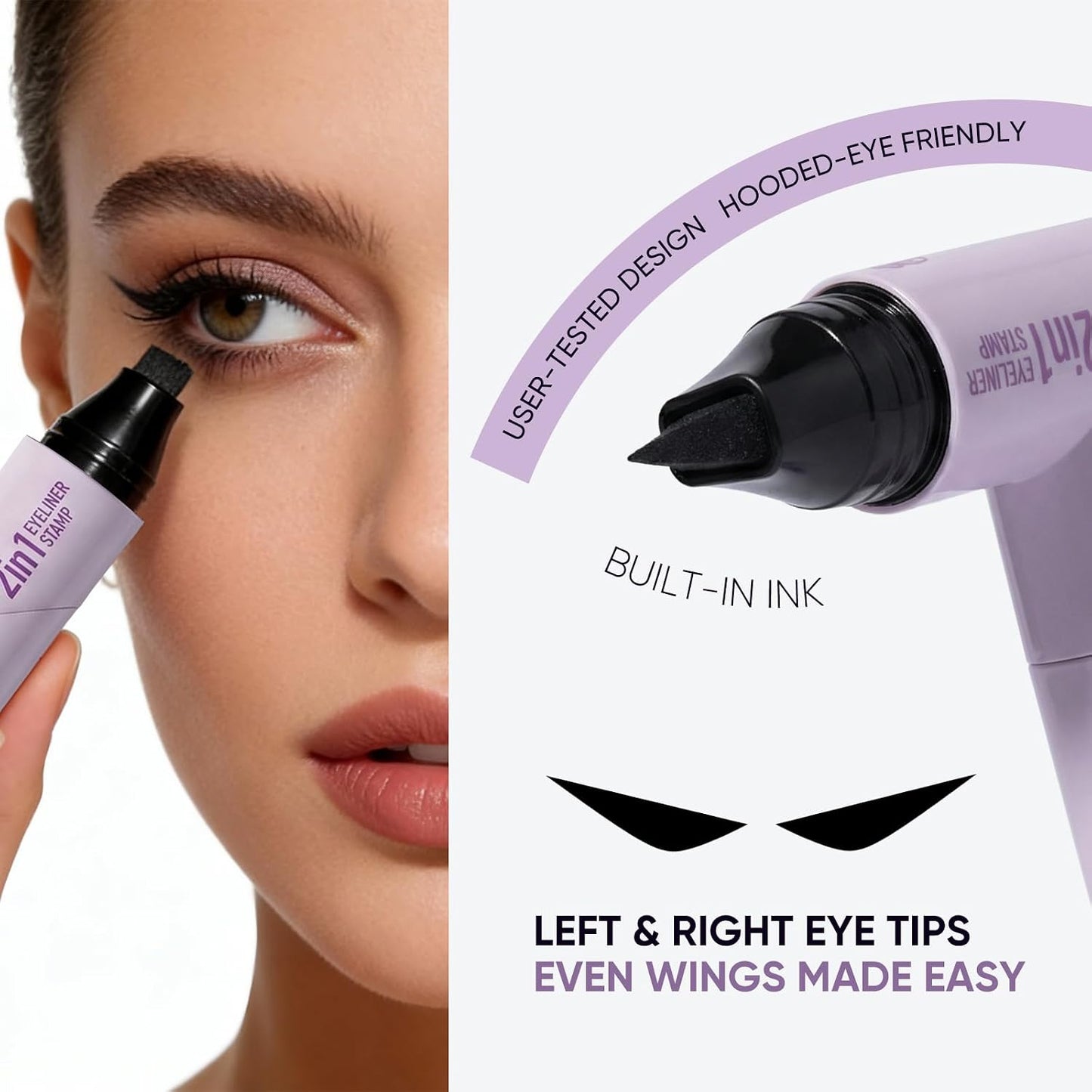 2CHILL 2 PCS Eyeliner Stamp Set, Dual-End Rotatable Liquid Eyeliner Pencil, Waterproof &amp; Smudge-Proof Long Lasting Makeup, Winged Eyeliner for Beginners and Makeup Enthusiasts, Black &amp; Brown