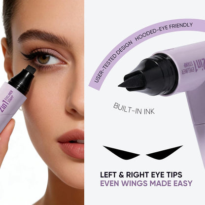 2CHILL 2 PCS Eyeliner Stamp Set, Dual-End Rotatable Liquid Eyeliner Pencil, Waterproof &amp; Smudge-Proof Long Lasting Makeup, Winged Eyeliner for Beginners and Makeup Enthusiasts, Black &amp; Brown