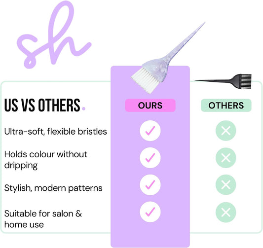 Simply Hair Tint Hair Dye Brushes – Set of 4 - Unique Patterns Hair Brush Set - Ultra-Soft, Flexible Bristles for Root Touch-Ups, Hair Dye, Highlights &amp; Balayage Purple