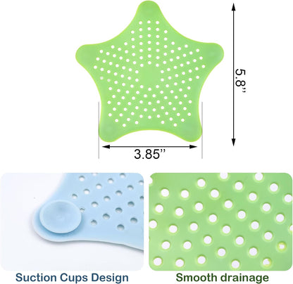 3 Pcs Silicone Drain Hair Catcher for Shower, Bathroom &amp; Kitchen, Sink Strainer with Suction Cups, Bathtub Drain Cover Hair Trap – Easy Install, Durable Filter (White, Blue, Green)