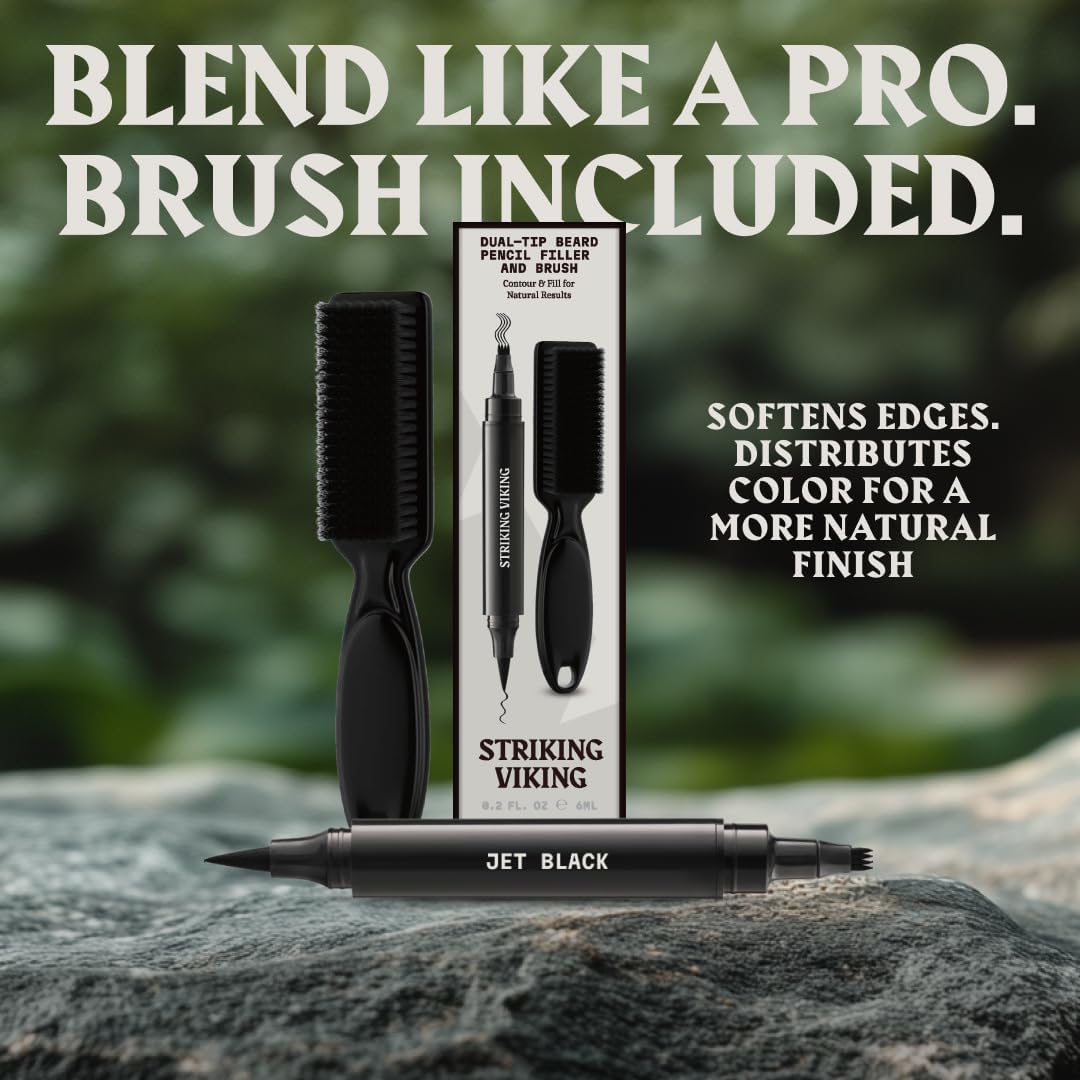 Beard pencil filler - 1 comb &amp; 1 pencil - jet black - 2 heads - 2025 design