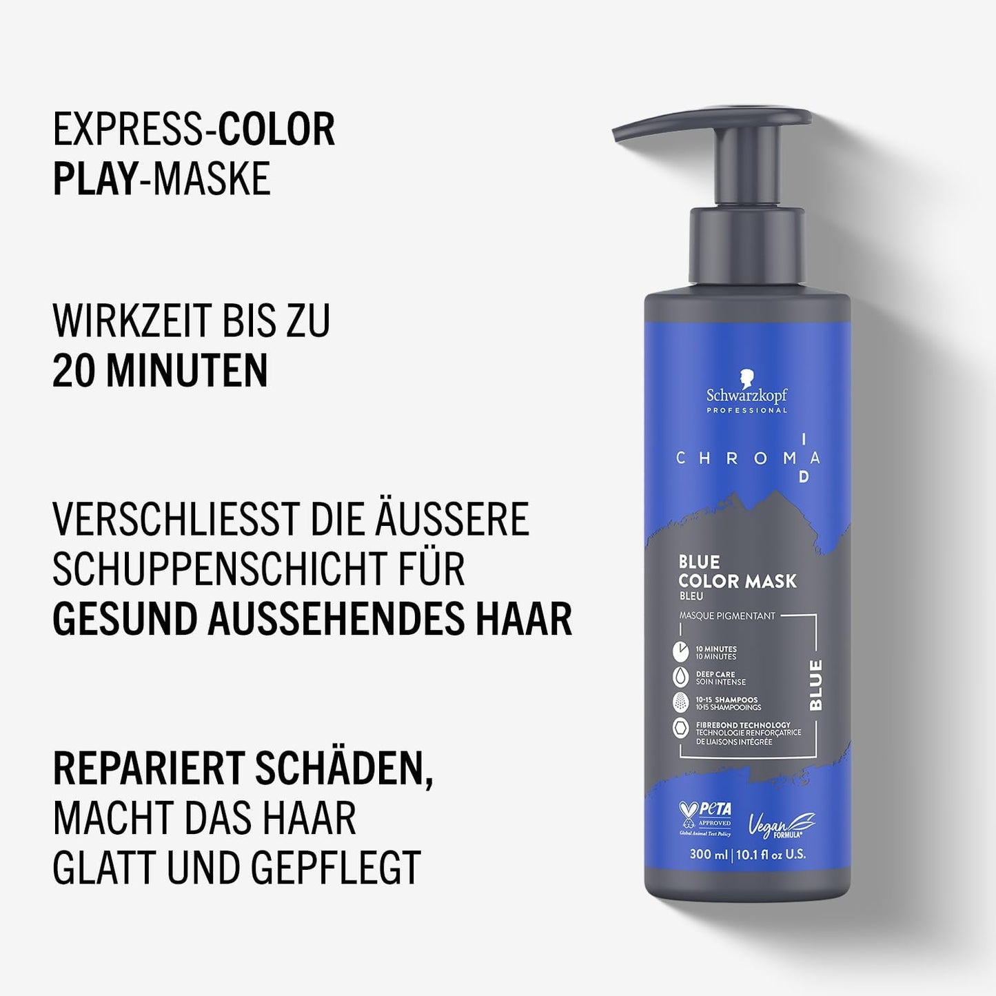Schwarzkopf Professional CHROMA ID Bonding Color Mask Semi Permanent Mix And Tone Color System Toning Enhancing Refreshing Intense Care Deep Conditioning Shine Vegan Formula Blue 300 ml