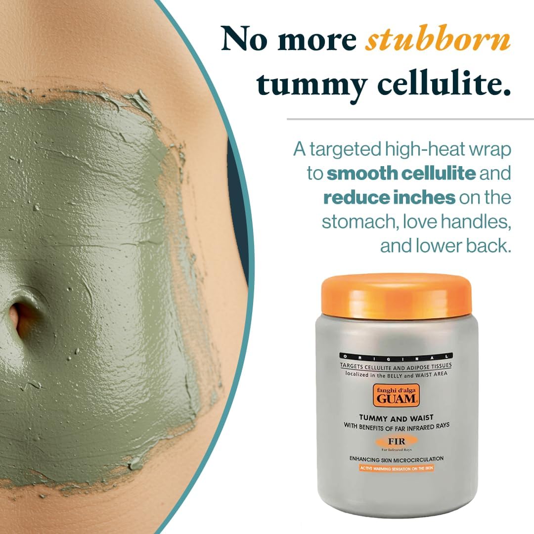 Guam, Guam FIR Belly and Waist Seaweed Mud, for Skin Microcirculation, with the Benefits of Far Infrared Rays, Active Heat on the Skin, Made in Italy, 1 kg Pack