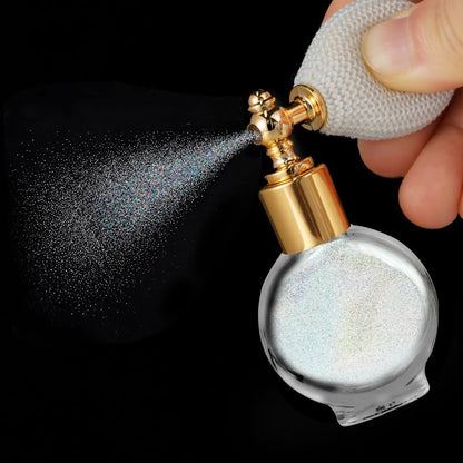 AOOWU Glitter Spray - Shiny Body &amp; Face Highlighter, Shimmer Sparkle Pearl Powder Makeup for Body, Hair, Clothing - Colorful Silver