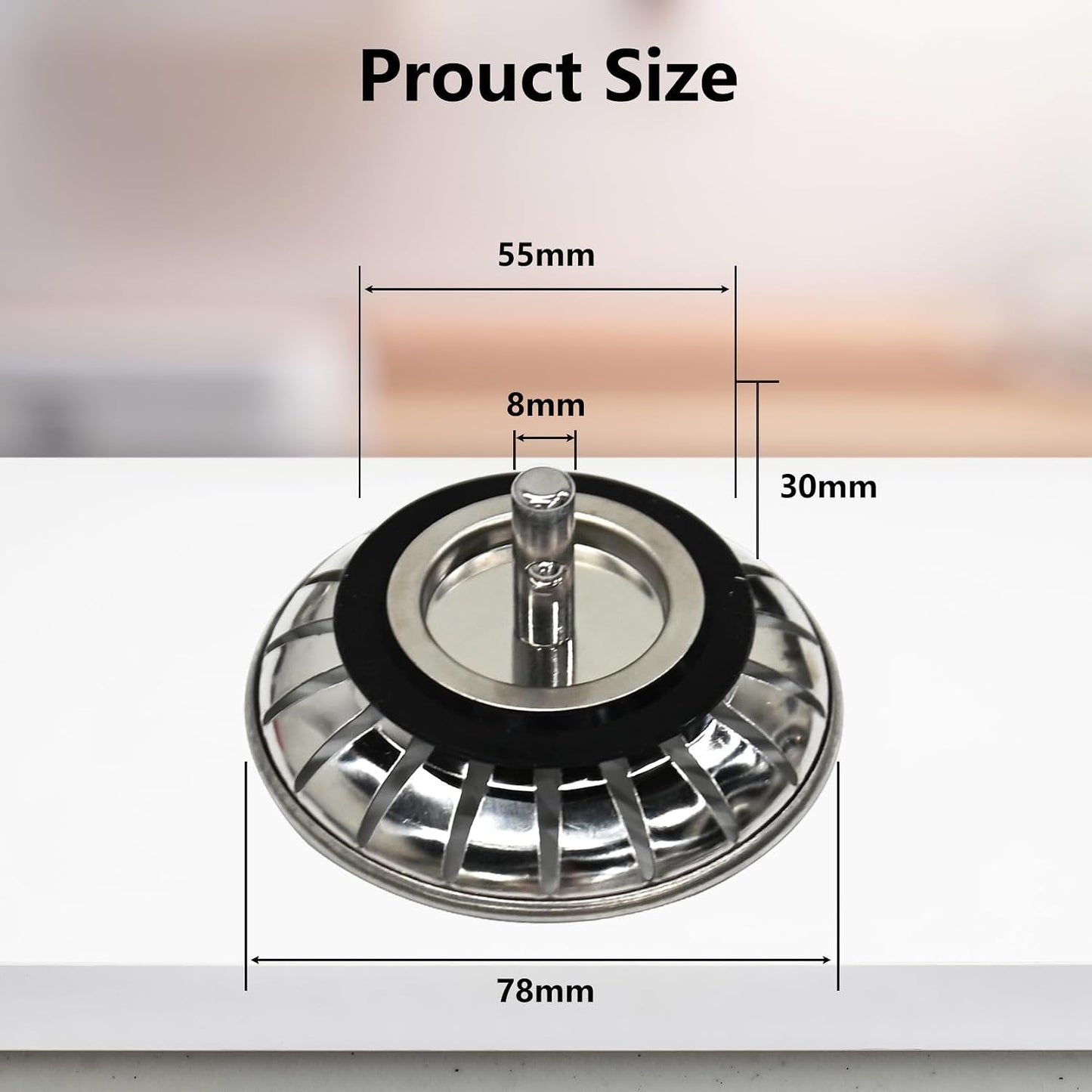Armo® Stainless Steel Sink Strainers with Hair Catcher, 78MM Diameter, Pack of 2