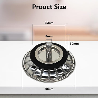 Armo® Stainless Steel Sink Strainers with Hair Catcher, 78MM Diameter, Pack of 2