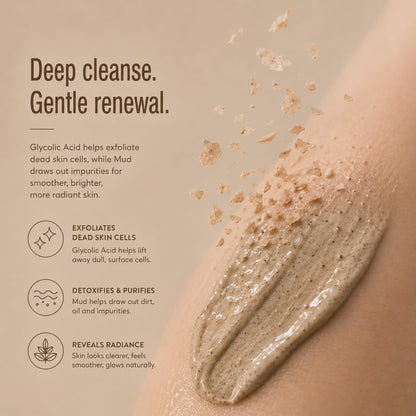 Pixi Beauty Glow Mud Cleanser | Purifying Daily Cleanser with 5% Glycolic Acid | Gently Exfoliates &amp; Purifies Without Stripping | Deep Pore Cleanse &amp; Brighten | 4.57 fl. oz / 135 ml