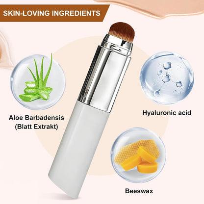 Faccelove Foundation Stick with Brush, Colour Changing Foundation Stick with SPF 15, Automatic Colour Adjustment, 2-in-1 Makeup Stick for Natural Rays, Long Lasting for All Skin Types