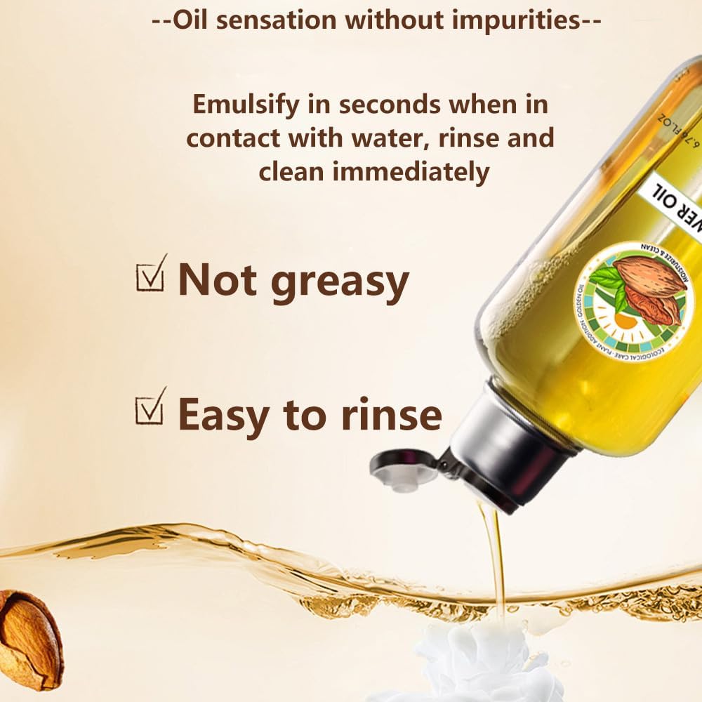 Natural Plant-Based Shower Oil, 6 Botanical Extracts, Non-Greasy Formula, Easy Rinse, Nourishing and Cleans The Skin, Pure Oil Bath, Oil to Milk Formula-6.67 fl.oz of 2 Bottle