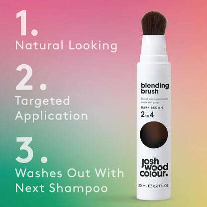 Josh Wood Blending Brush, Grey Root Touch Up, Dark Brown, Vegan, 20ml | Covers grey regrowth instantly, washes out next shampoo, salon-created formula, quick at-home root touch up between colours