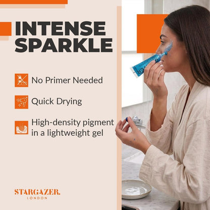 Stargazer Blue Body Glitter Gel - Face &amp; Body Shimmer - Long Lasting Festival &amp; Party Makeup - Easy to Apply - Cruelty-Free - 10 ml
