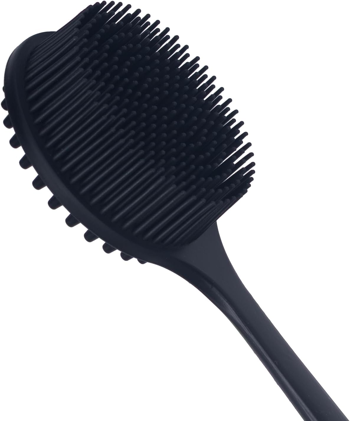 DNC Back Scrubber for Shower Soft Silicone Bath Body Brush with Long Handle (Black)