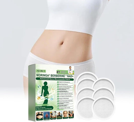 Moringa x Berberine Patch 12 in 1, Nano Microneedle Slimming Patch, Berberine Weight Loss Natural Ingredients, Easy to Apply, Invisible Under Clothes, Ideal for Men and Women