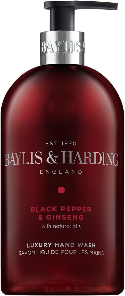 Baylis &amp; Harding Black Pepper and Ginseng Hand Wash, 500 ml (Pack of 3) - Vegan Friendly