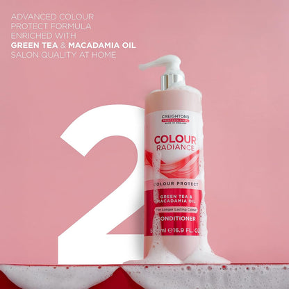 Creightons Professional Colour Radiance Conditioner 500ml | Colour Protect Moisturising, For Coloured Hair, Green Tea &amp; Macadamia Oil, Long-Lasting Colour &amp; Shine