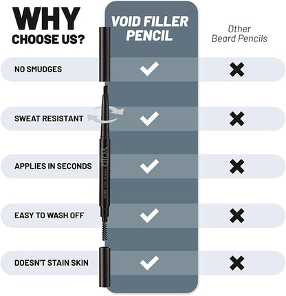 VOID Homme Beard Filler Pencil (Light Brown) Instant Beard Filler Pen for Thicker Beards, Mens Beard Pen, Beard Colouring Beard Filler Pen for Beard Filling &amp; Beard Thickener, Waterproof Beard Pencil