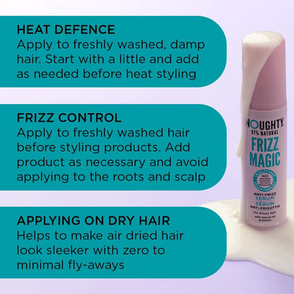 Noughty 97% Natural Thirst Aid Conditioning and Frizz Magic Serum Duo, Leave In De-Tangler and Anti Frizz Styling Treatment, Sulphate Free Vegan Hair Care Set for Curly and Dry Hair, 200ml and 75ml
