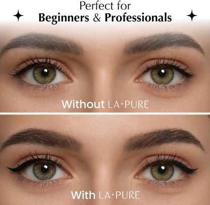 LA PURE Waterproof Winged Eyeliner Stamp - 8mm Long Lasting Liquid Liner Pen, 2 Wingliner Black Make Up Pens, Vamp Style Wing, Smudgeproof &amp; Sweatproof, Perfect Cat Eye Look, Eyeshadow, No Dipping