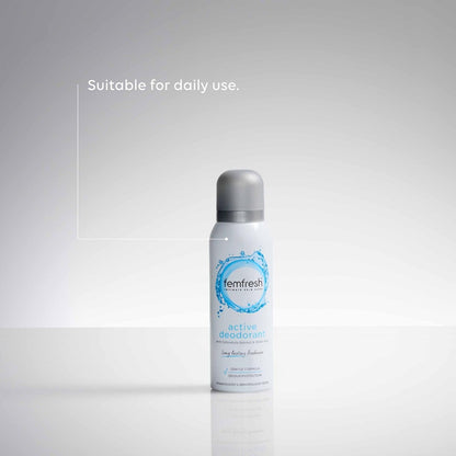 Femfresh Active Intimate Deodorant, Gentle Vaginal Odour Protection Spray for Women, Long-Lasting Freshness, Hypoallergenic,125 ml