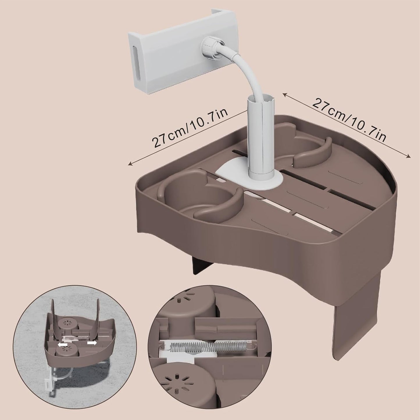 Hot Tub Cup Holder,Bathtub Side Table Tray - Adjustable Spa Caddy with 2 Cup Holders for Bathtub Outdoor Inflatable Pool Wall Thickness of 5.9 to 9.8 Inches