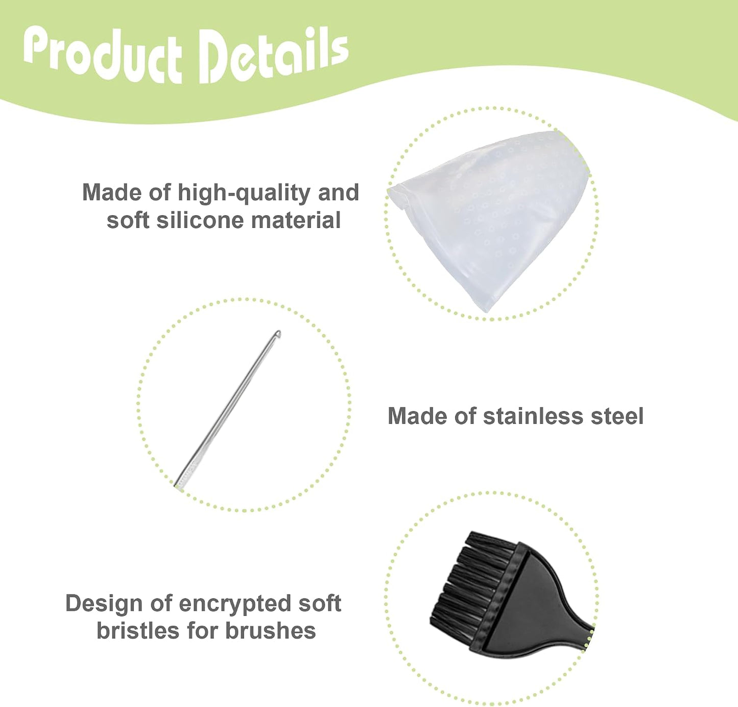 Professional Highlighting Kit 1 Pcs Highlighting Cap with Needle and 3 Hair Coloring Brushes Silicone Highlight Cap Reusable Hair Highlighting Kit for Salon Silicone Hairdressing Tools for Women Men