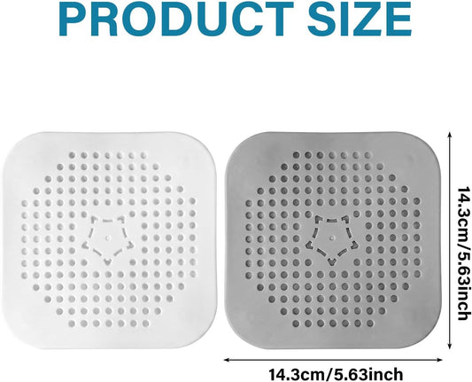 Silicone Drain Protector with Suction Cup, Shower Drain Cover Hair Catcher, Sink Strainer Hair Stopper Filter for Bathroom, Bathtub &amp; Kitchen Sink (2, WhiteGrey)
