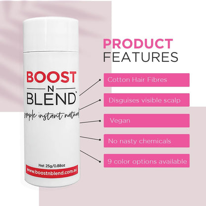 Boost N Blend Scalp Concealer, Powder and Fibers for Thinning Hair &amp; Visible Scalp - Volumizer for Women (25g/0.88oz)