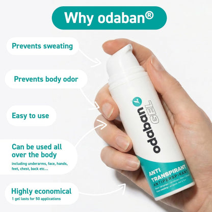 odaban Antiperspirant GEL 50ml for sweaty hands, sweaty feet and sweating on the face | for underarm odour | for heavy sweating on the head