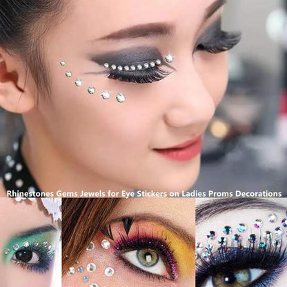 Go Ho 423 Pieces Self Adhesive Face Hair Gems Rhinestones,Body Glitter Eye Gems Diamonds Rhinestones Crystals Hair Jewels Stick on Face Jewels for Festival