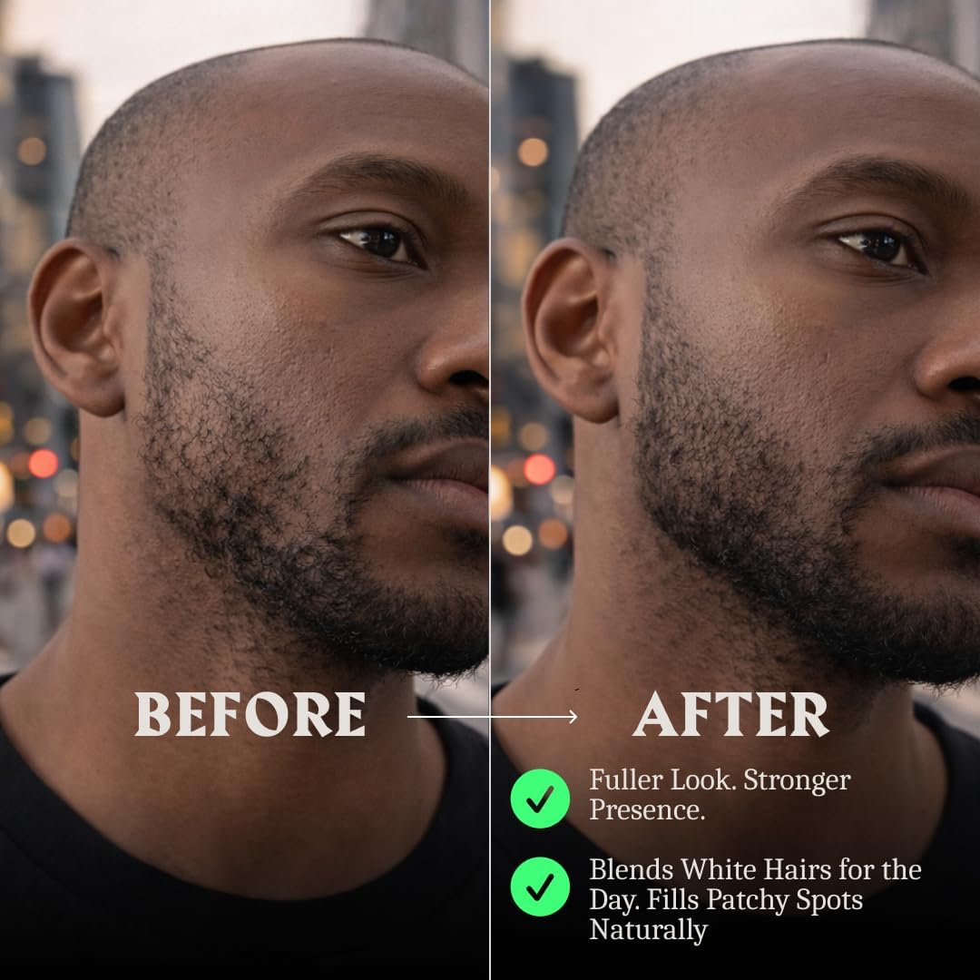 Beard pencil filler - 1 comb &amp; 1 pencil - jet black - 2 heads - 2025 design
