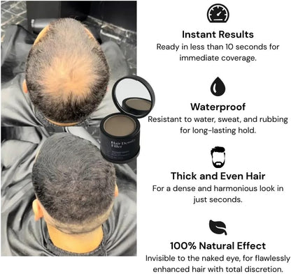 hairo Hair Density Filler, Hairline Powder Root Touch Up for Thinning Hair Coverage, Hair Fibre Waterproof Effect, Bald Spot Concealer for Women Men, Dark Brown Instant Blend with Puff Mirror