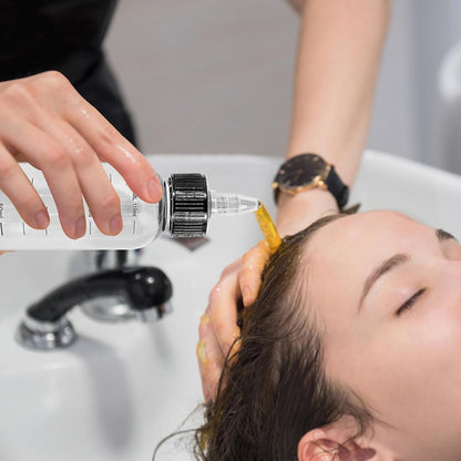 2pcs Hair Oil Applicator Bottle,110ML Squeeze Oil Applicator Bottle with Caps,Hair Dye Bottle Squeeze Plastic Applicator Bottle Graduated Hair Colour Applicator Bottles for Home Salon Hair Care