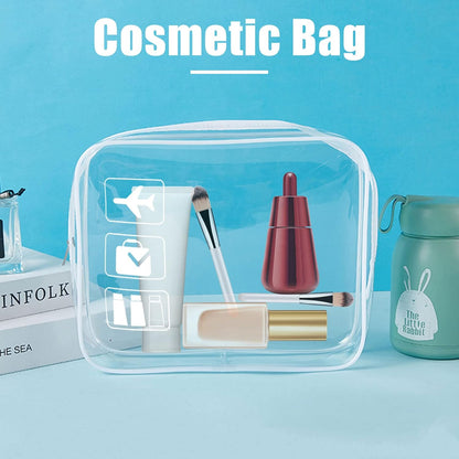 Clear Travel Toiletry Bag TSA Approved Quart Size Travel Bag Airport Security Carry On Liquid Bag Cosmetic Pouch Shower Bag Transparent Toiletries Bags (White