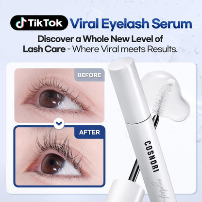 COSNORI Long Active Eyelash Serum - Eyelash Boost Serum – Eyebrow Growth Enhancer for Longer and Thicker – Vegan, Irritation Free- Peptides, Hyaluronic Acid, 0.3 fl.oz.