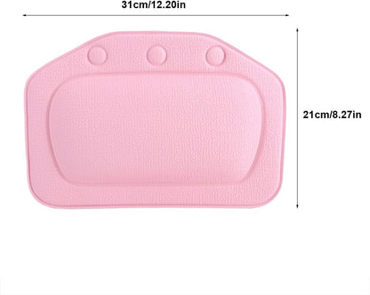 Bath Pillows for Head and Neck, Foam Padded Super Soft Bathtub Pillow, PVC Material Ergonomic Bath Cushion with Suction Cups for Back Shoulder Support (Pink)