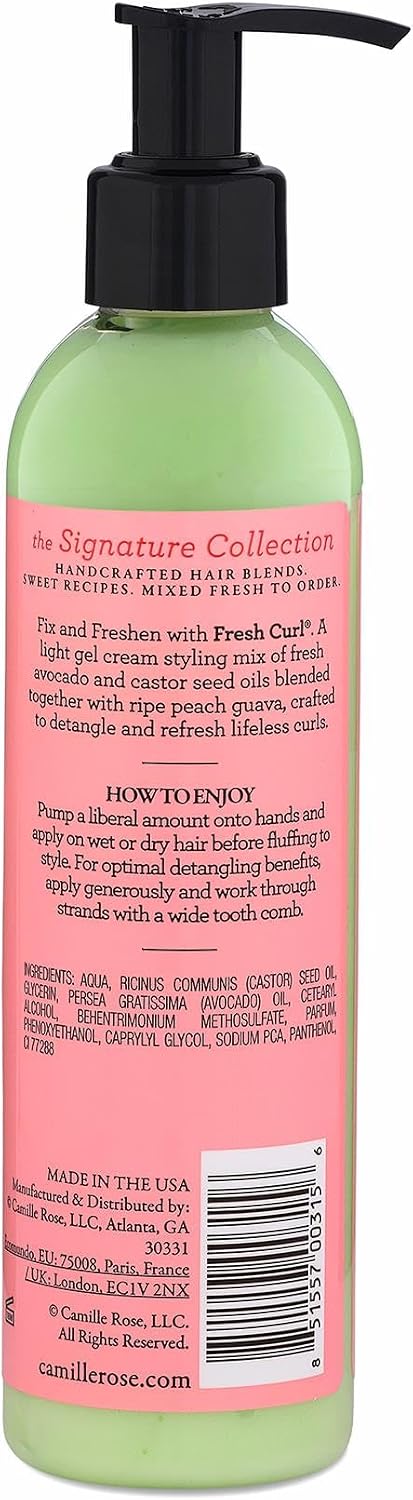 Camille Rose Fresh Curl 2 in 1 Hair Styling Cream and Detangler Gel, Nourishing and Styling, Avocado and Castor Oil, 240 ml (Pack of 1)