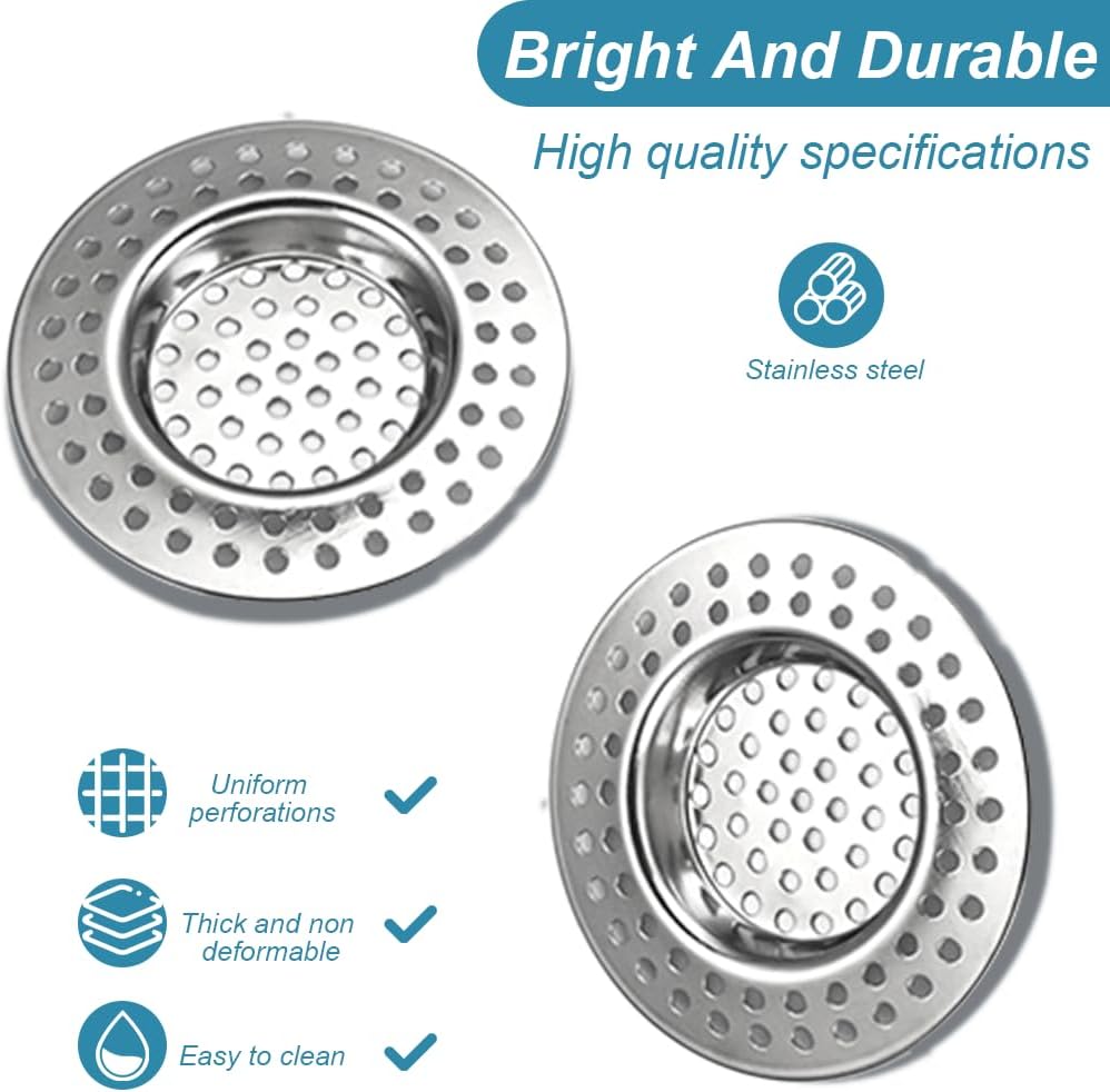 Stainless Steel Sink Filter, 4PCS Sink Strainer, Drain Filters, Kitchen Sink Strainer Plug,Shower Drain Filters, Hair Filters, Drain Protectors